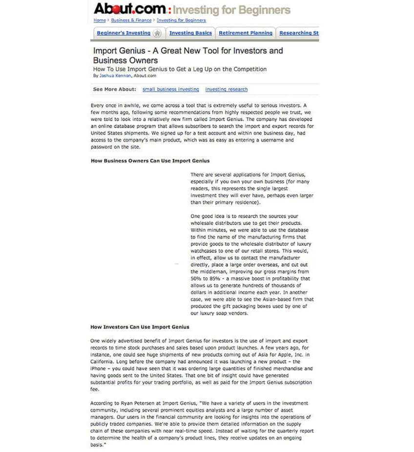 About.com Review Screenshot